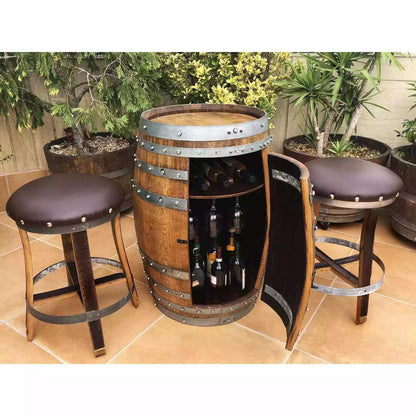 Wine Barrel Multi-Use Bar Cabinet (Pub Table - Barrel Bar - Whiskey Barrel Bar)